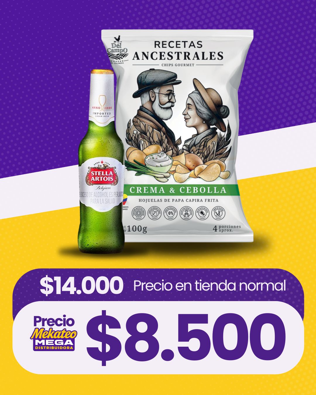 Stella Artois + Papas de los famosos 100g