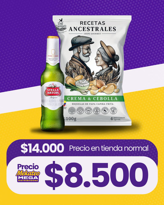 Stella Artois + Papas de los famosos 100g